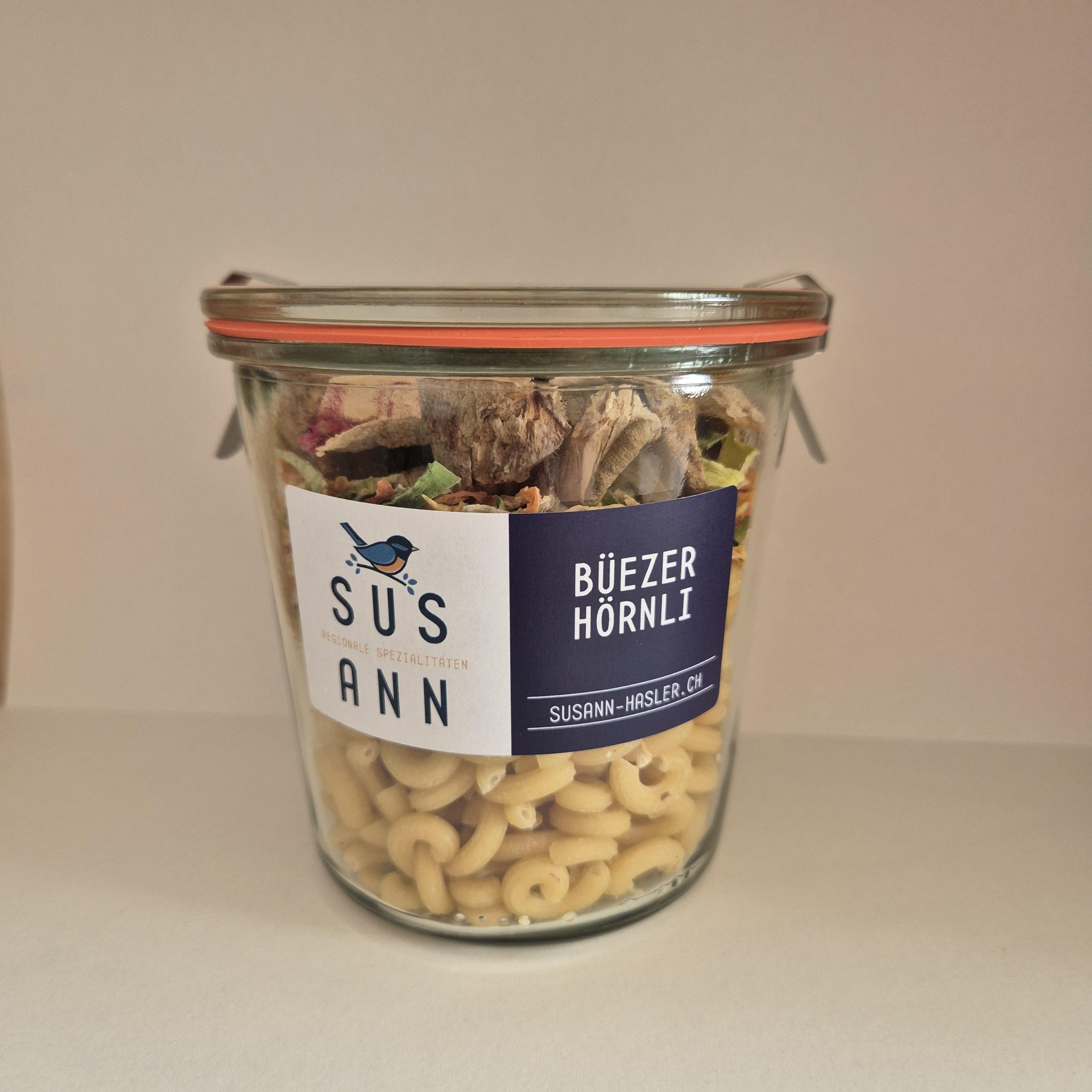 Büezer Hörnli im Weckglas